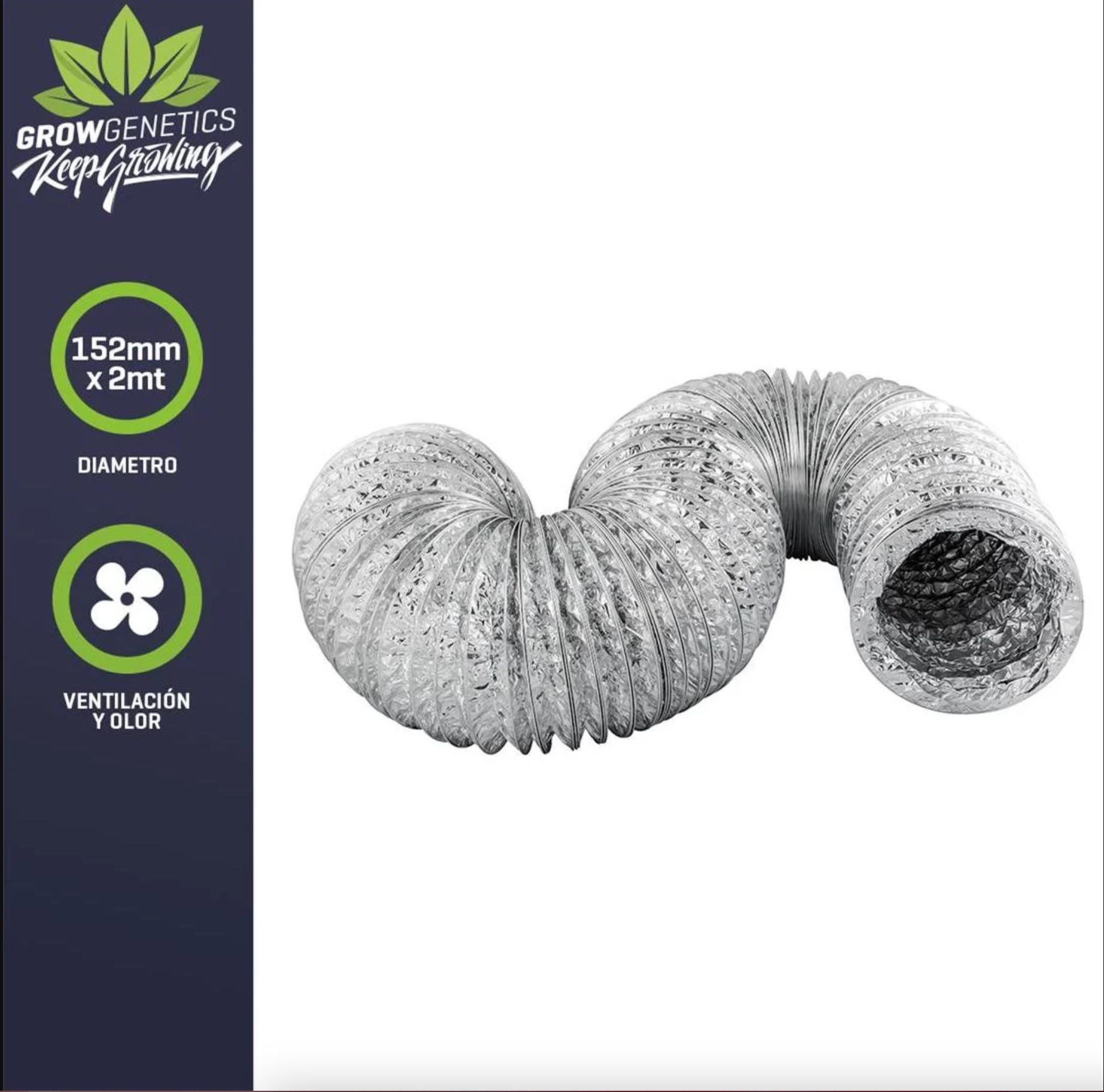 DUCTO TUBO ALUMINIO FLEXIBLE 152MM X 2 METROS GROW GENETICS